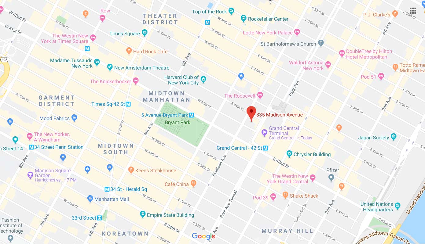 Map of New York City office location